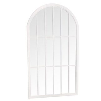 An Image of Moncton Large Arched Bedroom Mirror In Distressed White