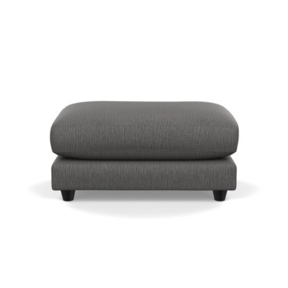An Image of Heal's Snooze Footstool Brushed Cotton Cadet Black Feet