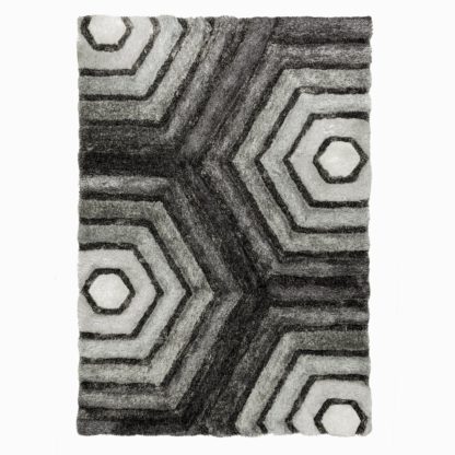 An Image of Hexagon Geometric Rug Hexagon Grey