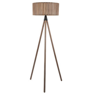An Image of Slatted Tripod Floor Lamp, Antique Wood