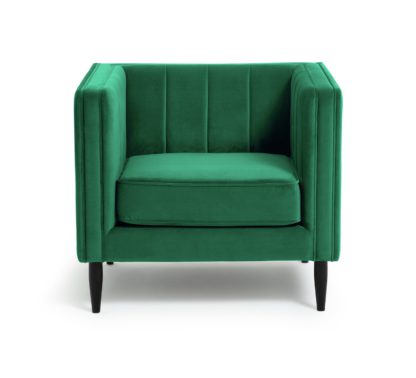 An Image of Habitat Vanessa Velvet Armchair - Green