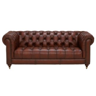 An Image of Ullswater 3 Seater Chesterfield Sofa, Vintage Tabac