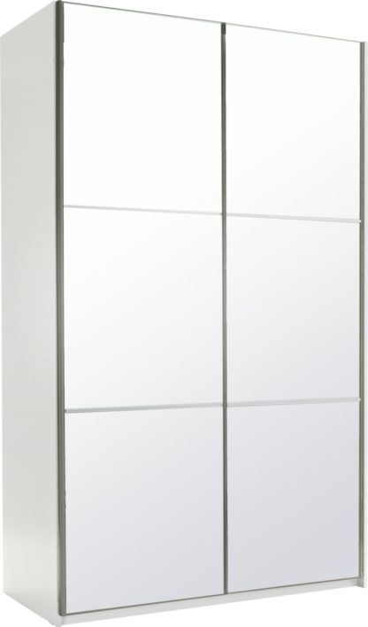 An Image of Habitat Holsted Mirrored XL Sliding Wardrobe - White