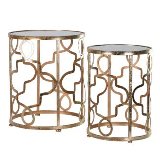 An Image of Pair of Patterned Side Tables, Gold