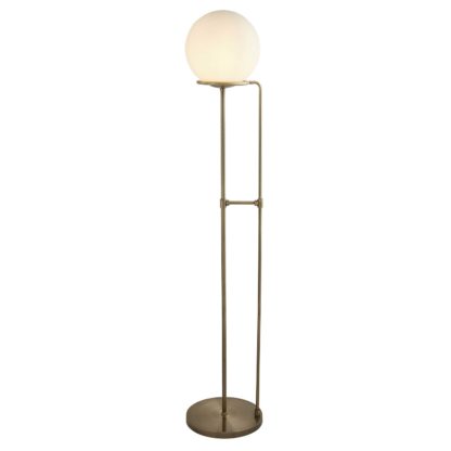 An Image of Opal Ball Floor Lamp, Antique Brass and White