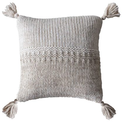 70be4207406e48dd32e54b4aa981af606820f91a0bdfc5f664506172fc491baa.jpg An Image of Knitted Tassel Cushion, Cream