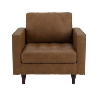 70fafd97c3912db22c319a3b2e7cdacb042b92f0d55a988af9dd6f071f6ecd21.jpg An Image of Zoe Faux Leather Armchair Tan (Brown)