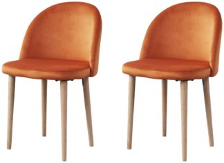 An Image of Habitat Imogen Pair of Fabric Dining Chairs - Orange