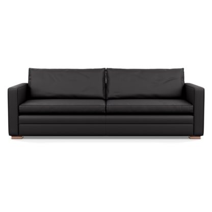 An Image of Heal's Palermo 5 Seater Sofa Leather Grain Chocolate 066 Black Feet