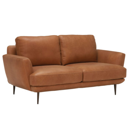 An Image of Pax Leather Love Seat, Alabama Cognac