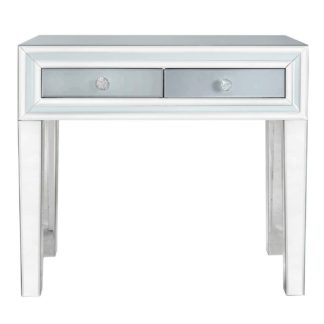 An Image of Quartz 2 Drawer Dressing Table, Grey Glass and Mirror