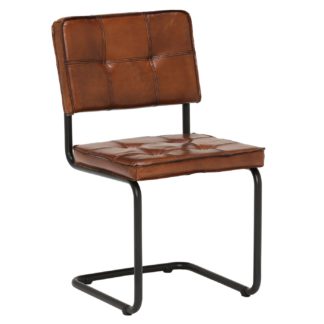 An Image of Byron Leather Dining Chair, Light Brown