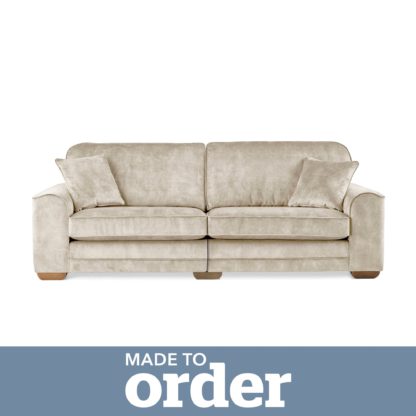 An Image of Morello 4 Seater Sofa Slub Velvet Green