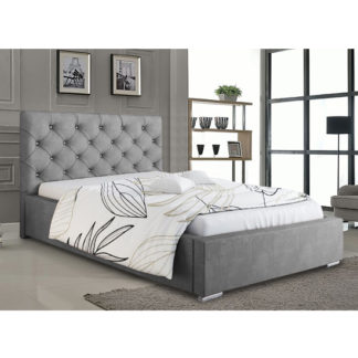 An Image of Hyannis Plush Velvet Double Bed In Grey