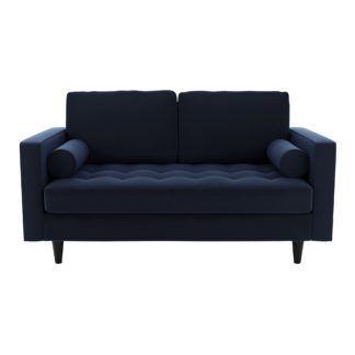 An Image of Zoe Velvet 2 Seater Sofa Luxe Navy