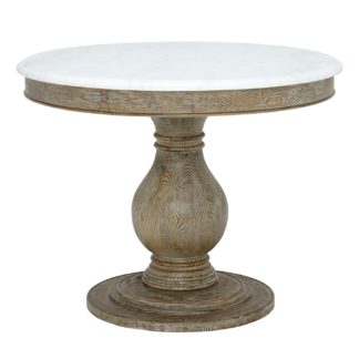 An Image of Woolton Round Dining Table, White Marble and Earl Grey