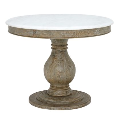 An Image of Woolton Round Dining Table, White Marble and Earl Grey