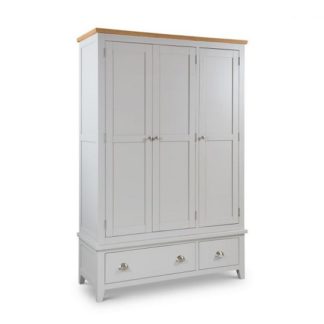 An Image of Bohemia Wooden Wardrobe Wide In Grey With 3 Doors And 2 Drawers