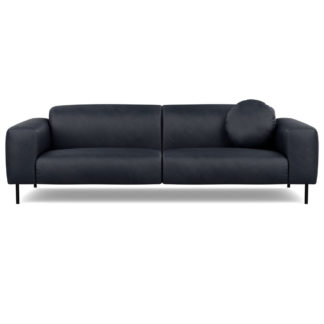 An Image of Heal's Luna 4 Seater Sofa Luxury Leather Anthracite Black Feet