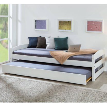 An Image of Vindas Wooden Function Single Bed In White