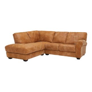 An Image of New Houston Large Left Hand Facing Leather Chaise Sofa
