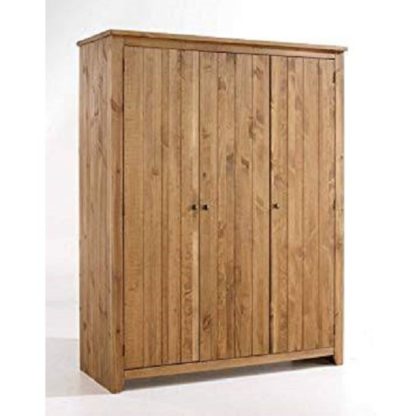 An Image of Pascal 3 Door Wardrobe In Pine finish