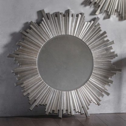 An Image of Damien Round Wall Mirror With Starburst Design