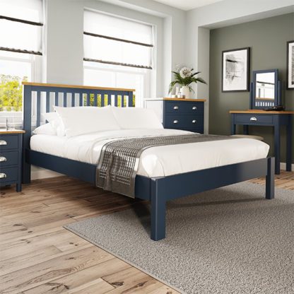 An Image of Rosemont Wooden King Size Bed In Dark Blue