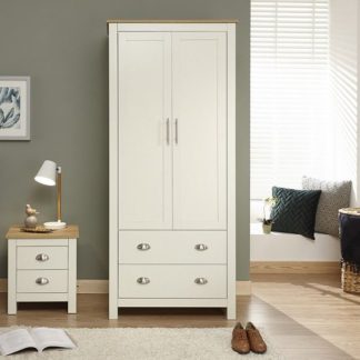 An Image of Crick Small Wardrobe In Cream With Oak Effect Top