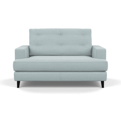 An Image of Heal's Mistral Loveseat Brushed Cotton Cobalt Black Feet