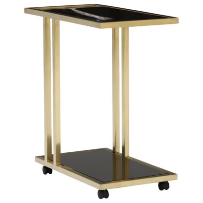 An Image of Zion Tray Marble Accent Table, Sahara Noir