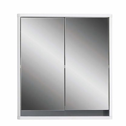 An Image of Senna Double Door Mirrored Bathroom Cabinet - White