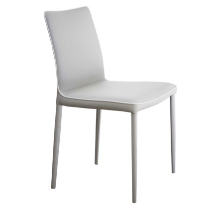 An Image of Bontempi Nata Leather Dining Chair, Eco Light Grey