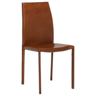 An Image of Whinfell Leather Dining Chair, Buffalo Vintage Light Brown