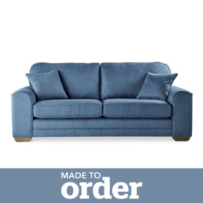 An Image of Morello 3 Seater Sofa Brushed Plain Fabric Brushed Plain Cobalt