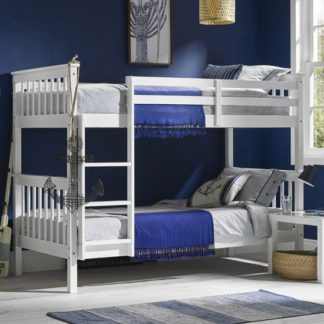 An Image of Leno Wooden Double Bunk Bed In White
