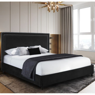 An Image of Sensio Plush Velvet King Size Bed In Black