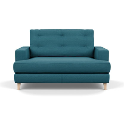 An Image of Heal's Mistral Loveseat Brushed Cotton Cobalt Black Feet