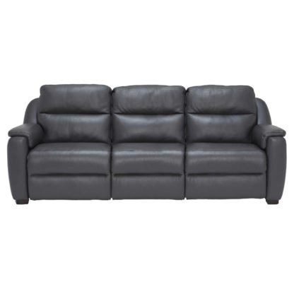 An Image of Strauss Grey Leather Large Recliner Sofa