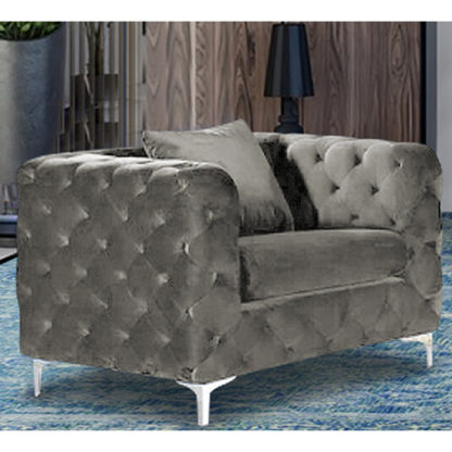 An Image of Mills Malta Plush Velour Fabric Armchair In Putty