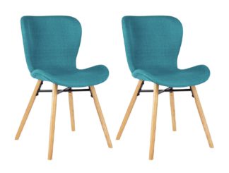 An Image of Habitat Etta Pair of Fabric Dining Chair - Teal