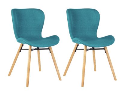 87c1bfc2693971bef2c12a3d1caddda22d35a330ac8b1670f3102e19e6f77dde.jpg An Image of Habitat Etta Pair of Fabric Dining Chair - Teal