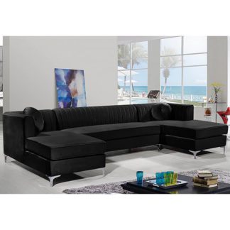 An Image of Asbury U-Shape Plush Velvet Corner Sofa In Cosmic