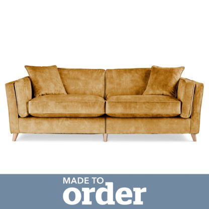 An Image of Arabella 4 Seater Sofa Slub Velvet Green