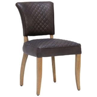 An Image of Timothy Oulton Mimi Destroyed Leather Quilted Dining Chair, Black