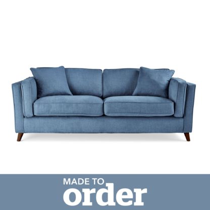 An Image of Arabella 3 Seater Sofa Brushed Plain Fabric Brushed Plain Cobalt