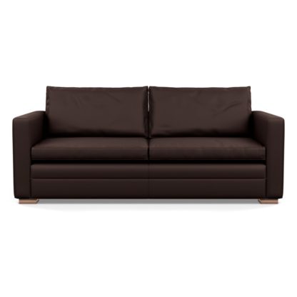 An Image of Heal's Palermo 3 Seater Sofa Leather Stonewash Navy Blue 279 Black Feet