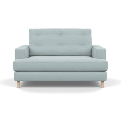 An Image of Heal's Mistral Loveseat Brushed Cotton Cobalt Black Feet