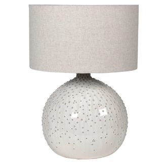 An Image of Glazed Ceramic Dotted Table Lamp, Cream
