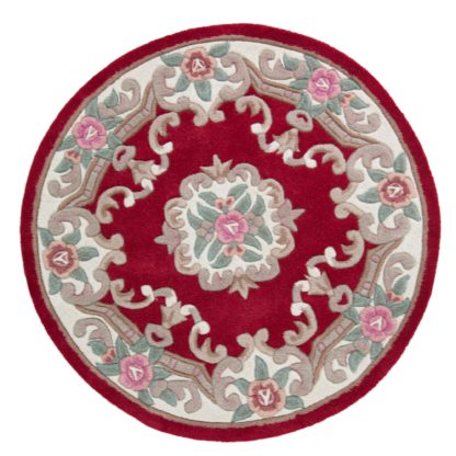 An Image of Lotus Premium Aubusson Circle Rug Blue